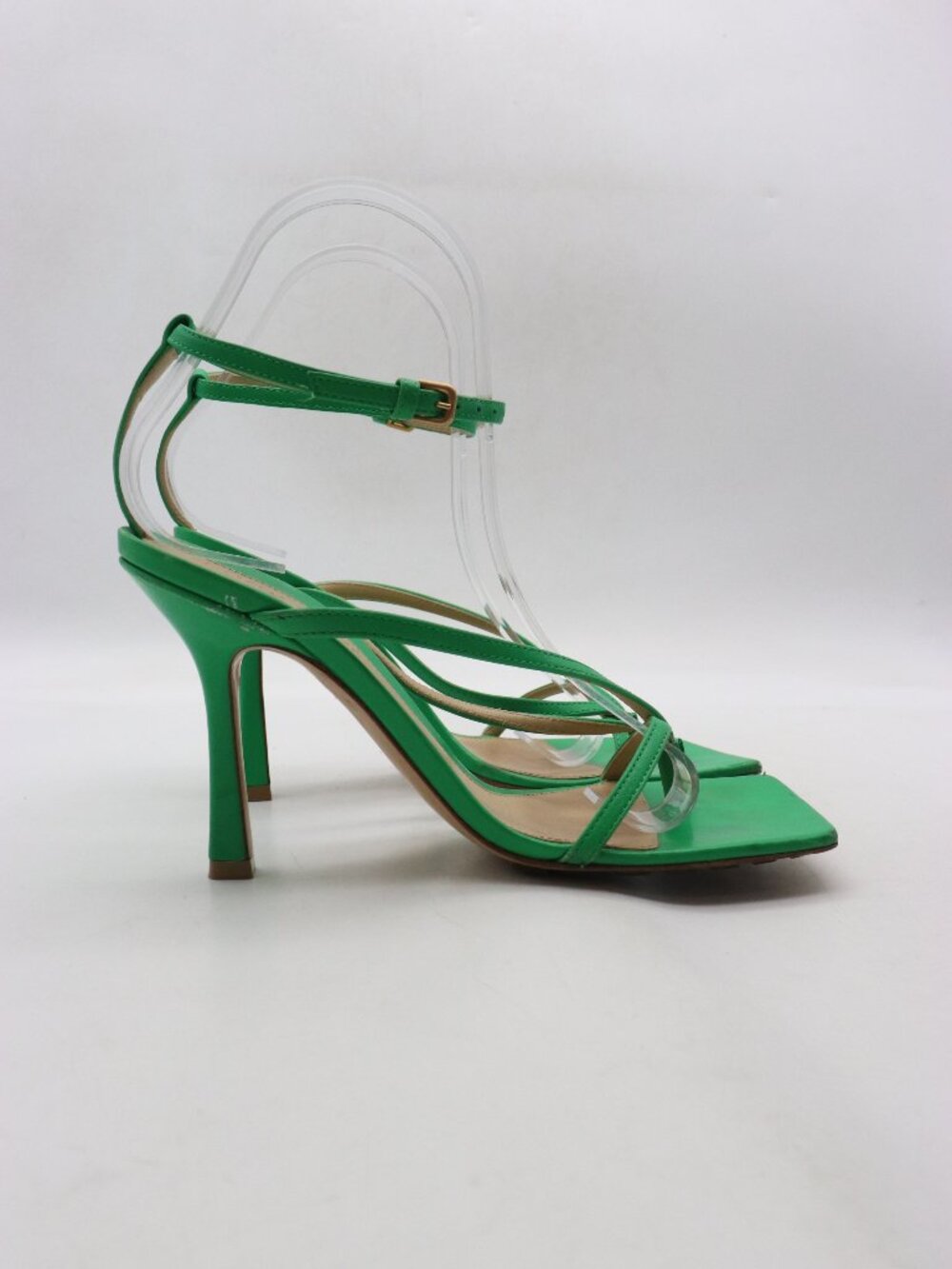 Bottega Veneta Green Leather Women's Size EU 36.5 Strappy Heels Sandals